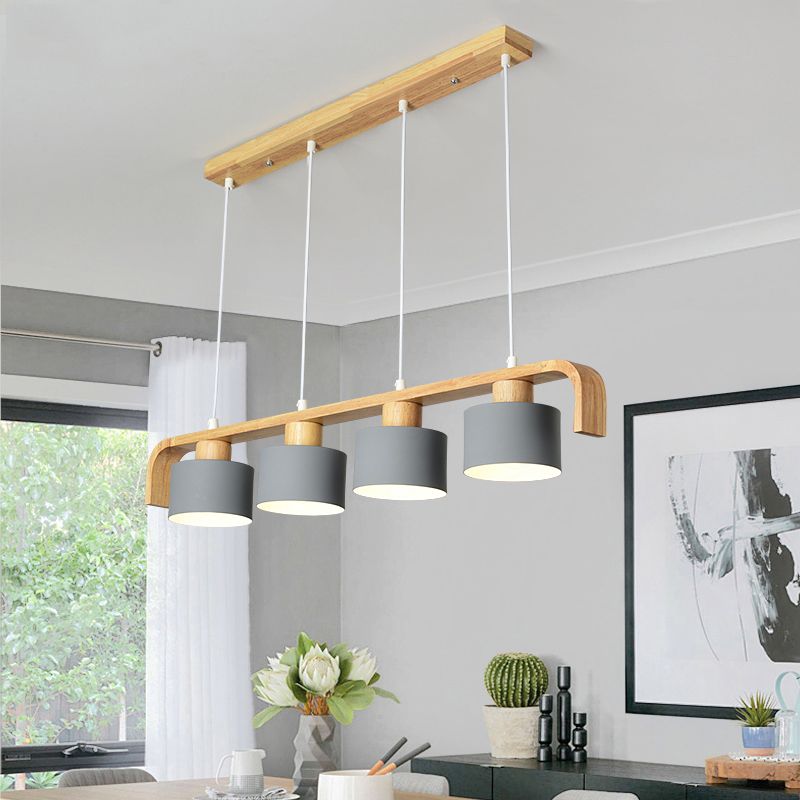 Metal Drum Shade Island Light 3/4 Heads Nordic Simple Chandelier Light for Dining Room Kitchen