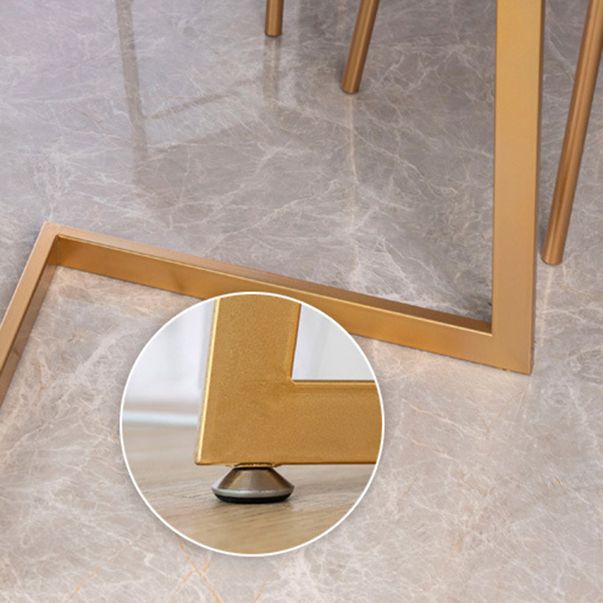 Modern Dining Furniture Set 1/5 Pcs Stone Dining Table with Metal Frame Armless Chairs