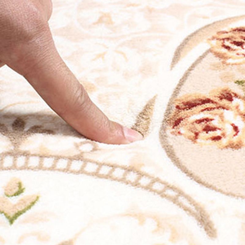 Beige vintage tapijt polyester bloemruimte vloerkleurbestendig vloerkleed voor woonkamer