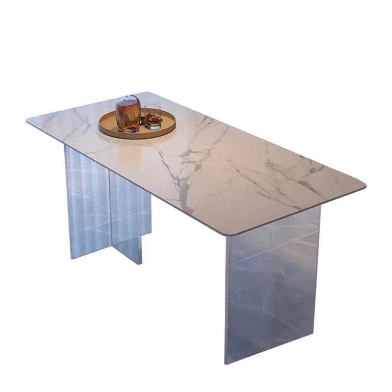 Modern White in Marble Counter Table Rectangle Dining Table for Kitchen