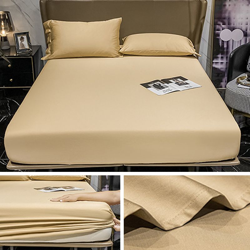 Solid Color Sheet Sateen Weave 1 Piece Breathable Soft Fitted Sheet