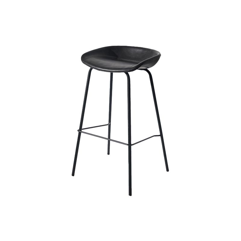 Scandinavian Bucket Seat Bar Stools Faux Leather Low Back Barstool