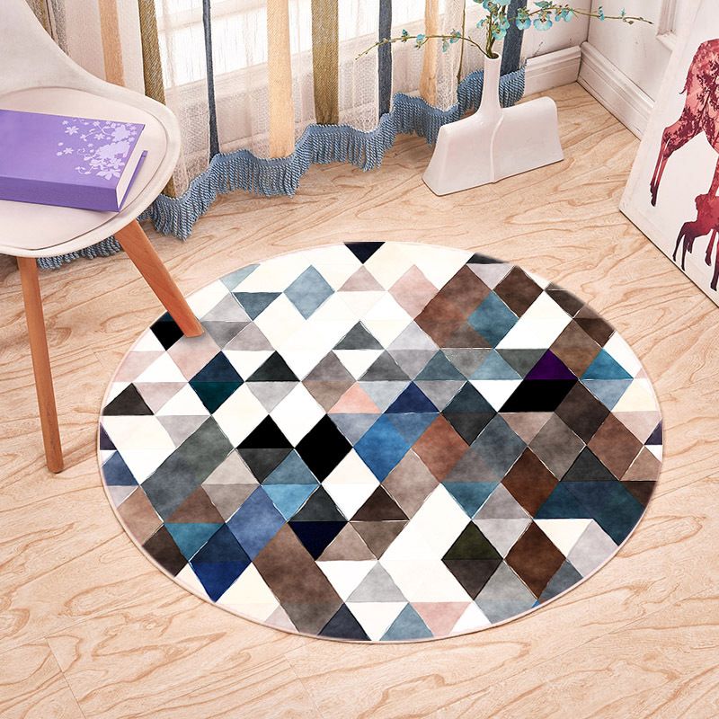 White Irregular Geometry Rug Polyester Simple Rug Washable Rug for Home Decor