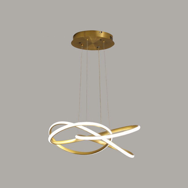 Twisting Strip Shape Suspended Lighting Fixture Modern LED Metal Hanging Lamp