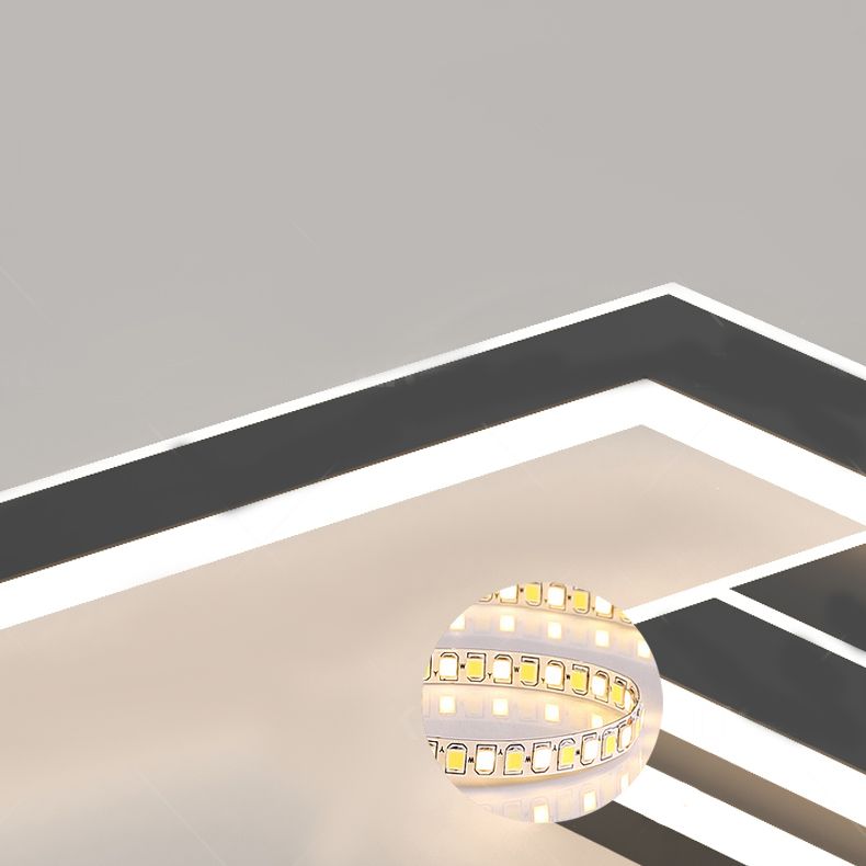 Modern LED Metal Flush Mount Linear Shape Ceiling Light with Acrylic Shade for Living Room