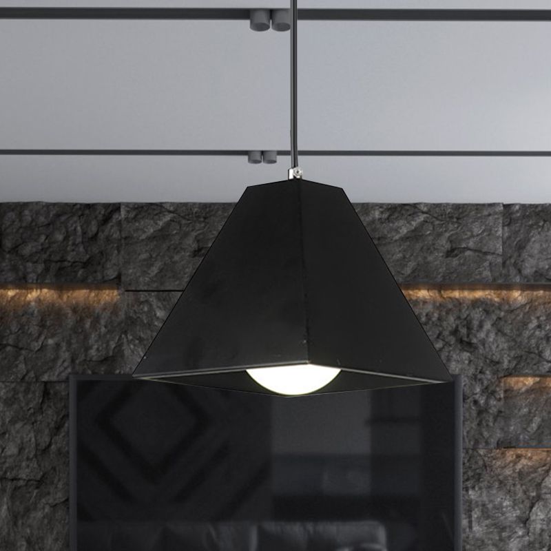 Pyramid Living Room Hanging Lamp Modern Metal 1 Light Black/White Pendant Lighting with Adjustable Cord
