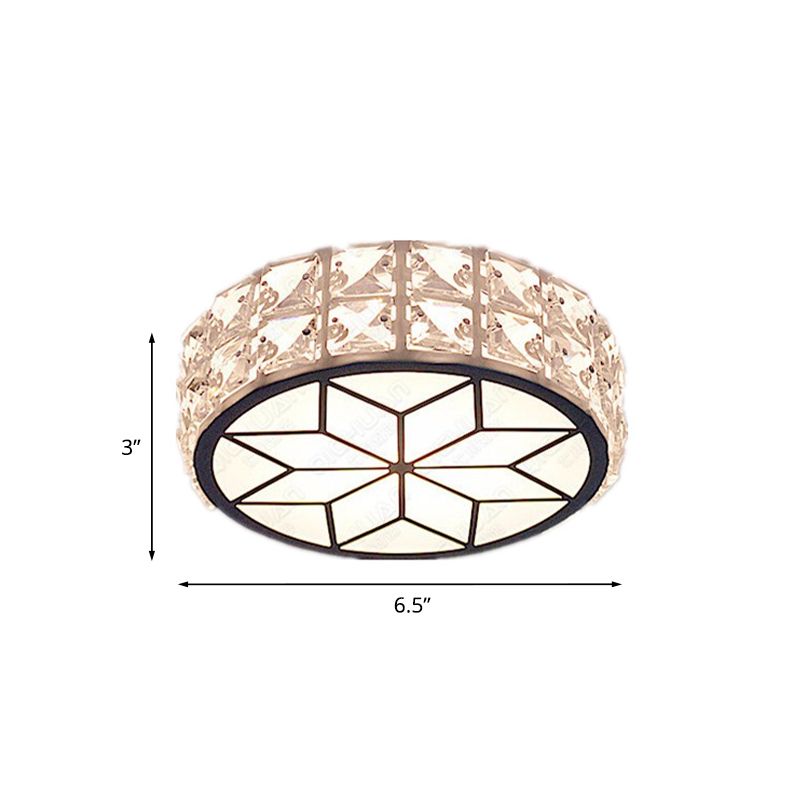 LED Flush Mount Spotlight Minimalist Round Clear Crystal Ceiling Light Fixture with Petal Pattern, Warm/White Light