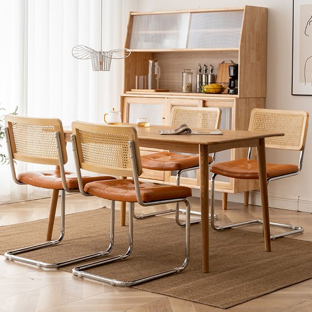 Leather Side Chair Industrial Metal Base Dining Chair for Home Use