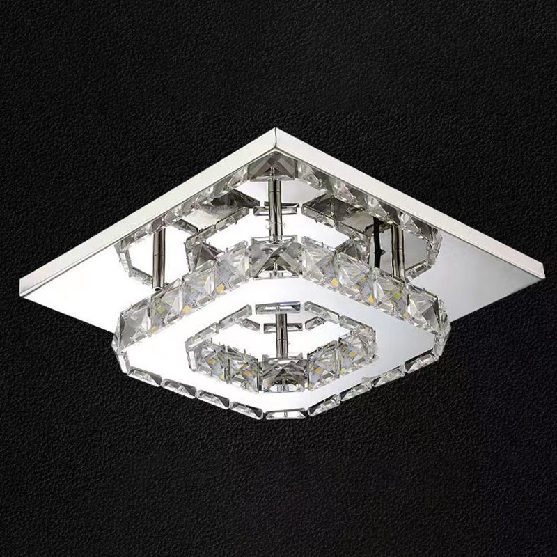 Crystal Square Flush Mount Lights Contemporary Style 1 Light Flush Ceiling Lights