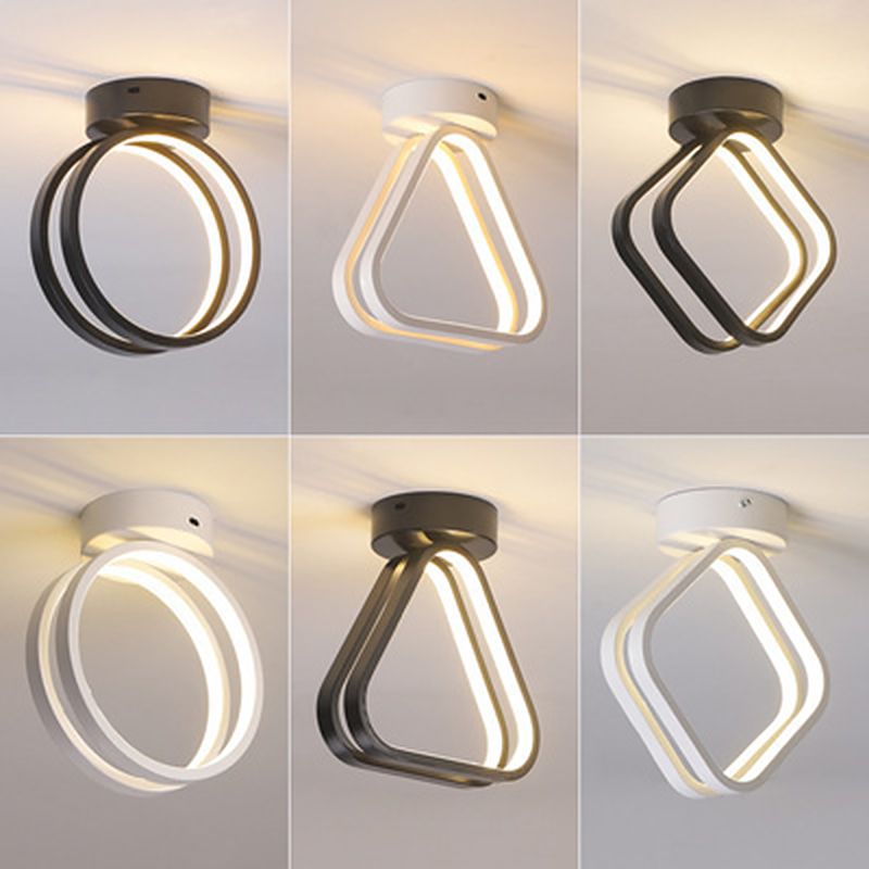 Lámpara empotrada moderna de aluminio con 1 cabeza montada en el techo del pasillo con anillo de halo