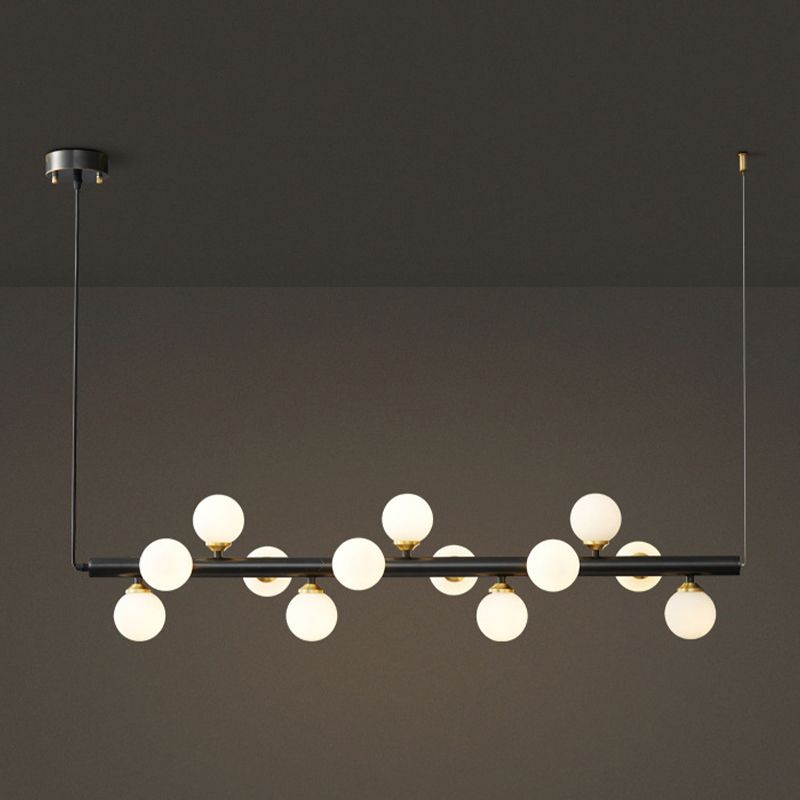 13 Lights Linear Island Pendant Modern Glass Island Light Fixture