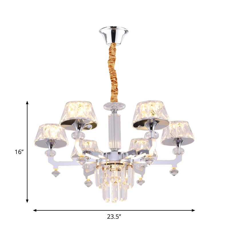 Duidelijke kristal zilver plafondlamp cilindrisch 6/8 bollen traditionele hanger kroonluchter, warm/wit/natuurlijk licht