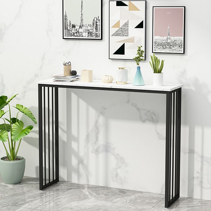 Modern Bar Dining Table Rectangle Bar Height Cocktail Table in Iron Base