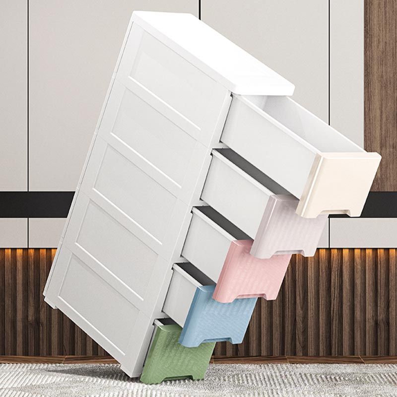 Contemporary Storage Cabinet Plastic Wardrobe Armoire with Drawer