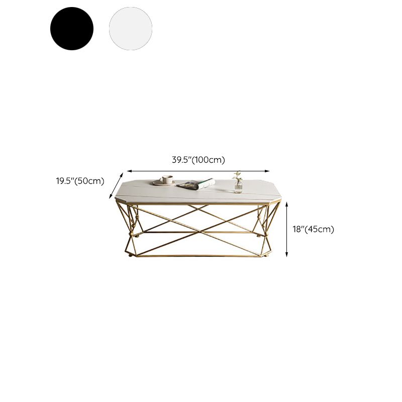 Glam Slate Coffee Table Gold Frame Coffee or End Table, 17.71" Tall