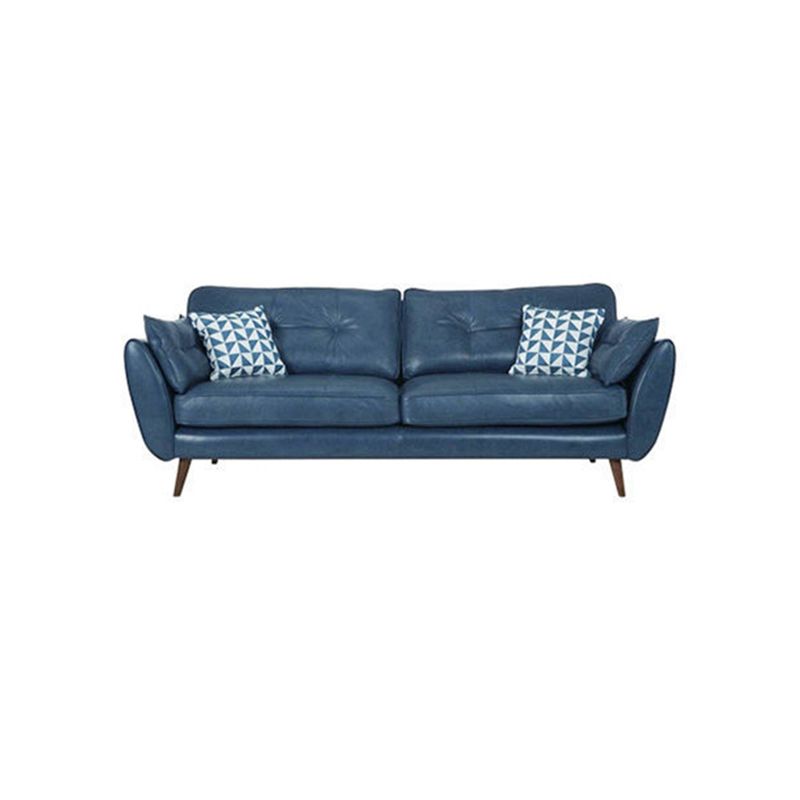 33.46" Flared Arm Sofa with Tufted Split-Back Sofa, Blue Genuine Leather