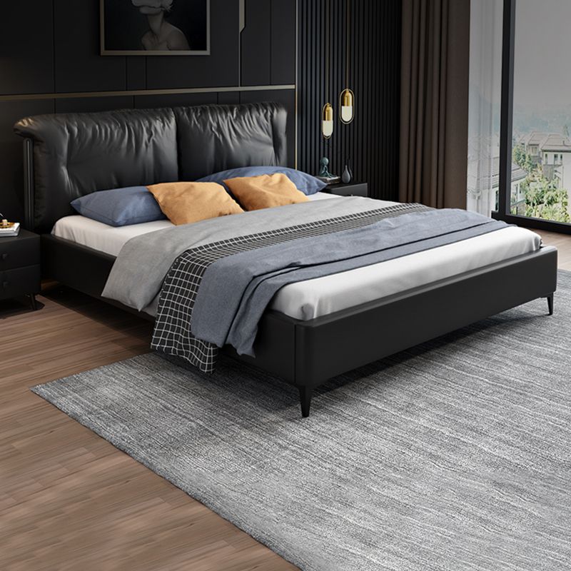 Pine Wood Standard Bed Wood and Upholstered Bed with Custom Legs