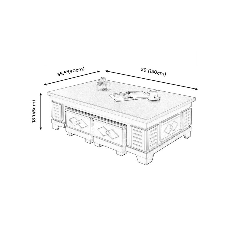 Modern Wood Coffee or End Table with Storage Cocktail Table Rectangular in Black