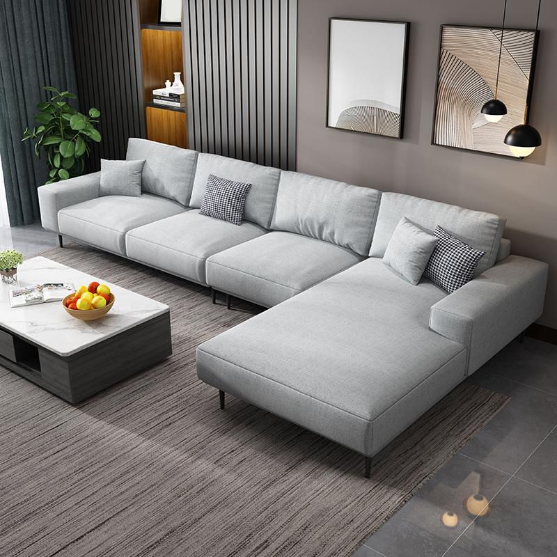 Contemporary Pillow Back Sectional with Recessed Arms for 4 People