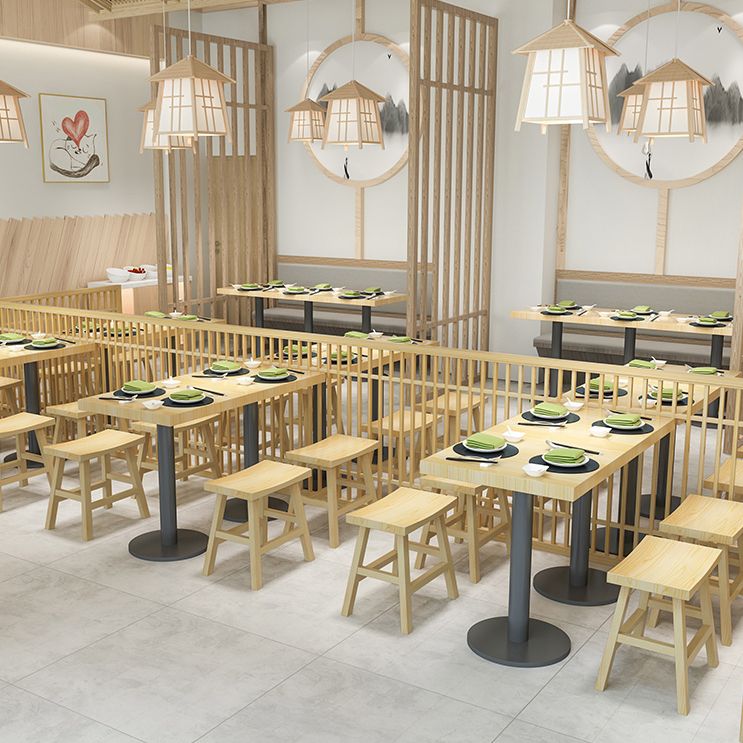 Coffee Shop Simple Wood Barstool Indoor Wood 4 Legs Bar Stool with Pedal