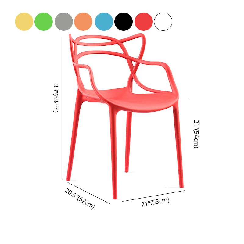 Contemporary Style Dining Chairs Plastic Dining Arm Chairs for Kitchen