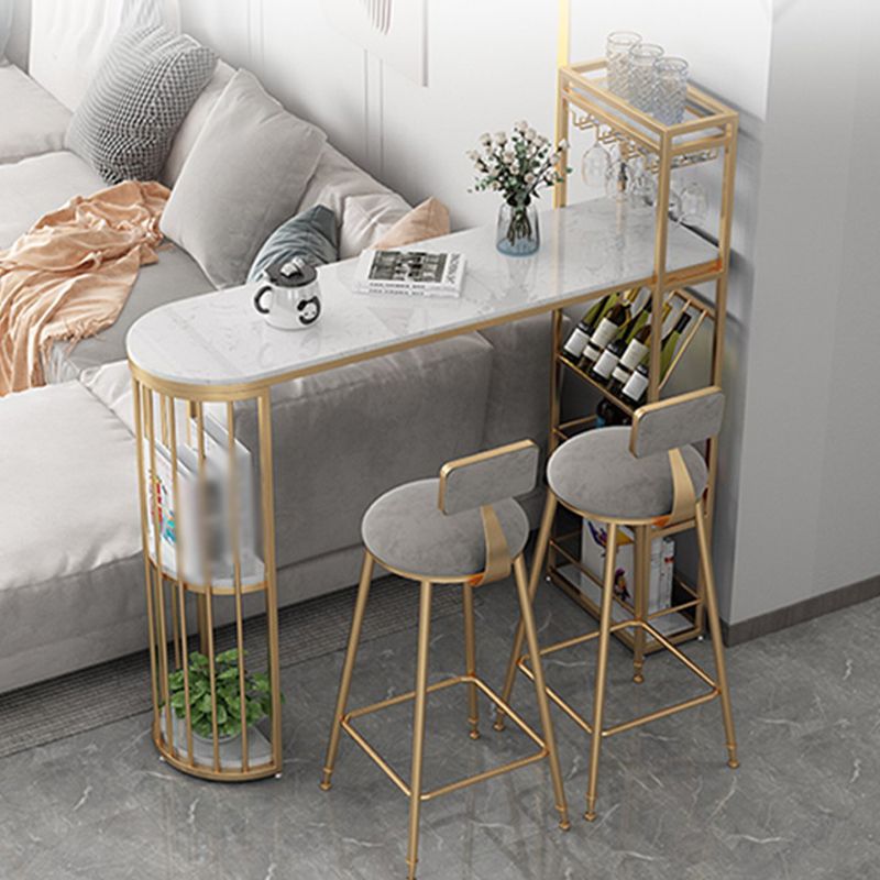 Scandinavian Bar and Counter Stool Low Back Stool with 4 Legs in Gold