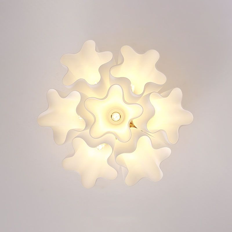 Gold Floral Ceiling Mount Light Fixture Minimalist-Style Glass Ceiling Flush Mount