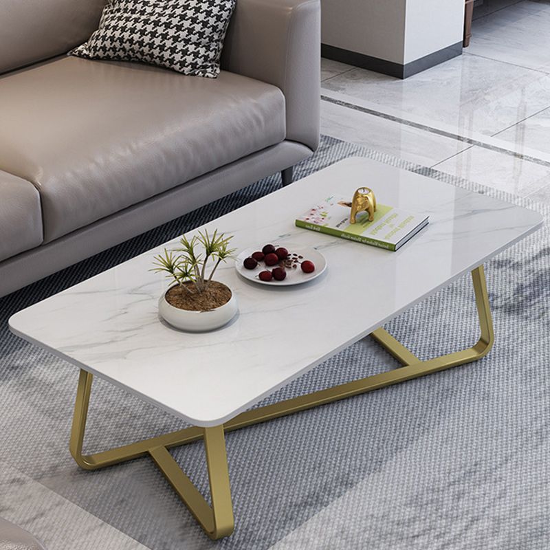 Glam Stop Top Coffee Table with Iron Cross Legs for Living Room