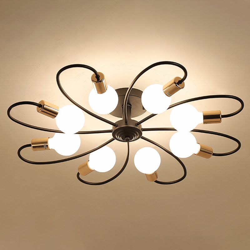 Spherical Opal Glass Flush Mount Ceiling Chandelier Modern Style Multi Lights Flush Mount Lamp