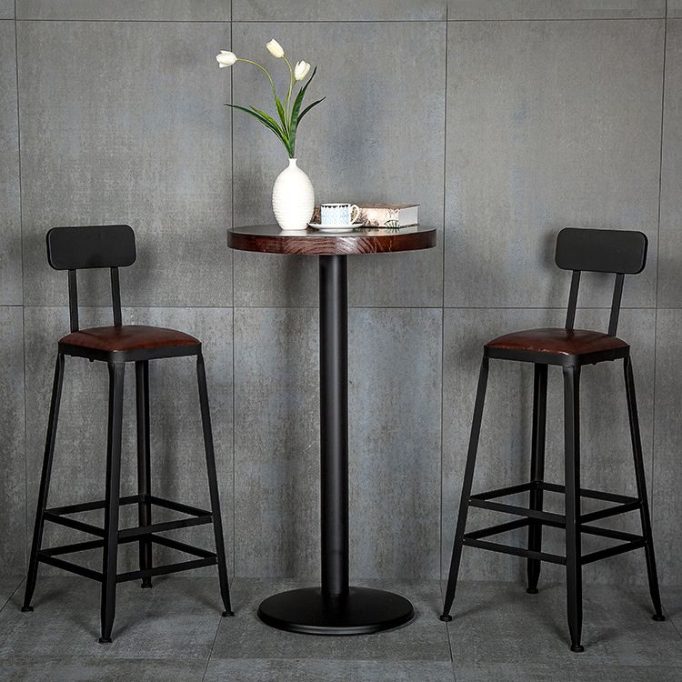 Industrial Leather Bar and Counter Stool Square Stool with 4 Legs