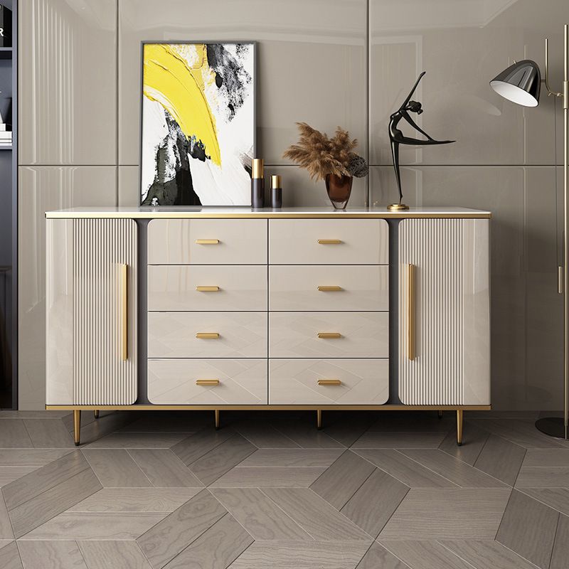 Glam Combo Dresser Wood Storage Chest Dresser with Metal Feet for Bedroom