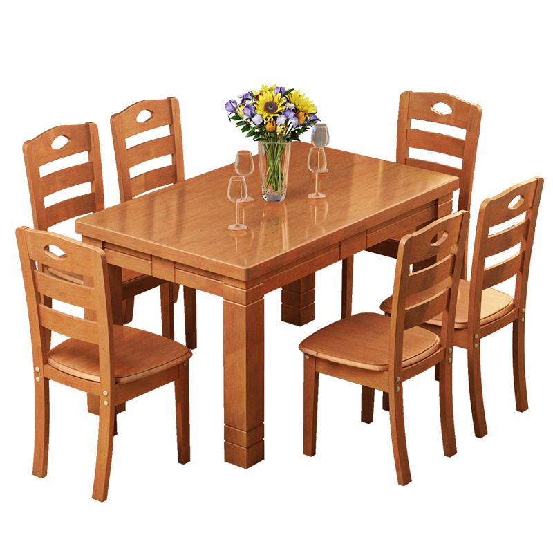 Traditional Solid Wood Rectangle Shape Dining Furniture 4 Wood Legs Table Formal for Home