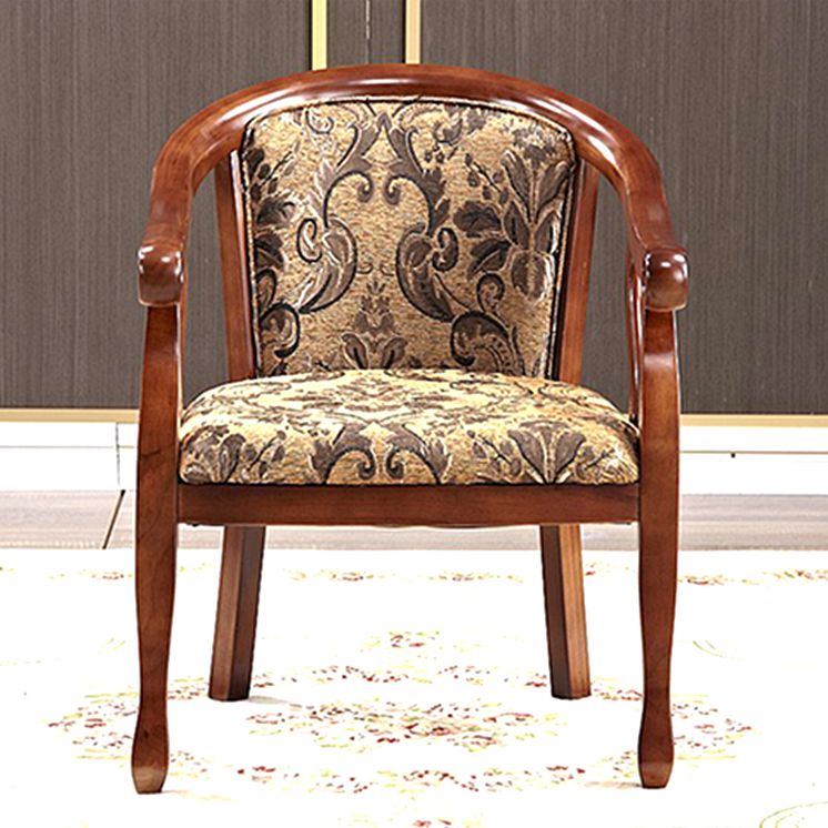 Modern Simple Arm Chair Wooden Base Upholstered Guest Chair for Dining Room
