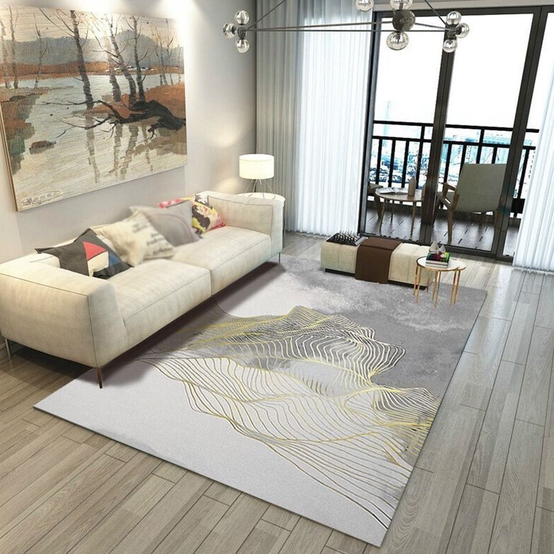 Abstract Printing Area Rug Polyester Modern Rug Washable Carpet for Living Room