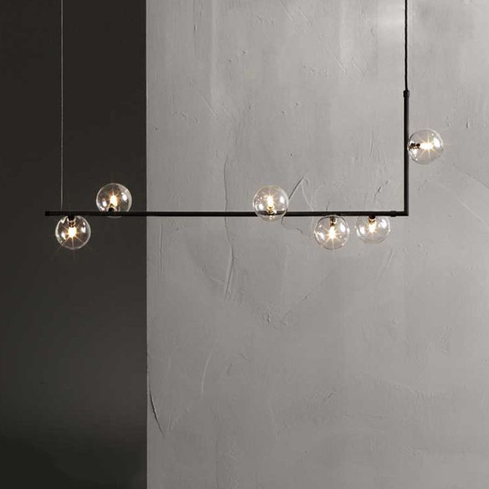 Modernism Globe Shaded Ceiling Light Black Kitchen Island Lighting for Room