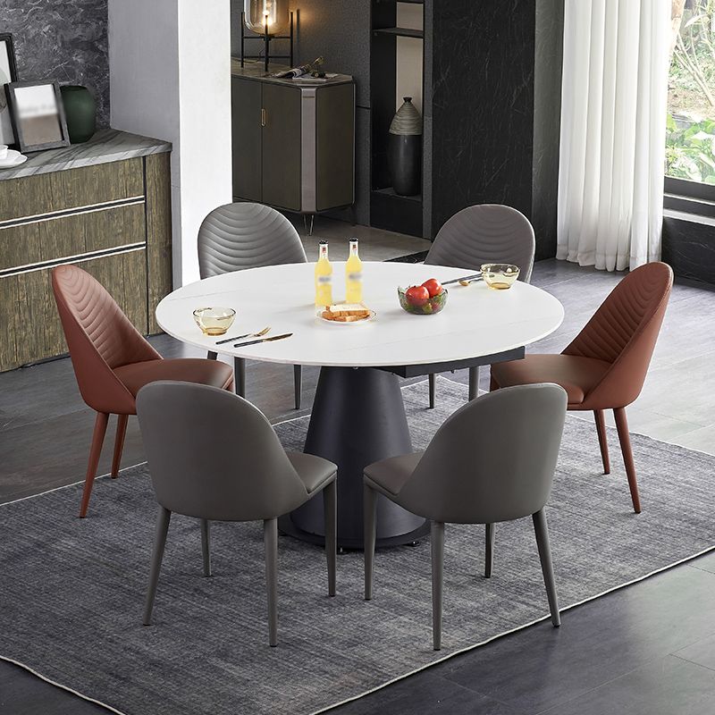 Modern 1/3/4/5/7 Pieces Steel Dining Table Set with White Sintered Stone Top Dinette Set