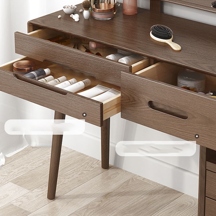 Solid Wood Makeup Vanity Desk Storage Box Makeup Vanity Set with Drawer