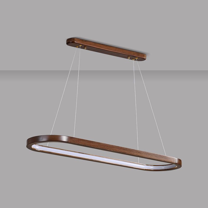 Modern 1-Light Pendant Lighting Wood Oval Island Pendant Light for Kitchen Island