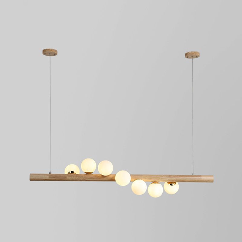 Contemporary Wood Kitchen Island Lighting Globe Shaded Ceiling Light for Room
