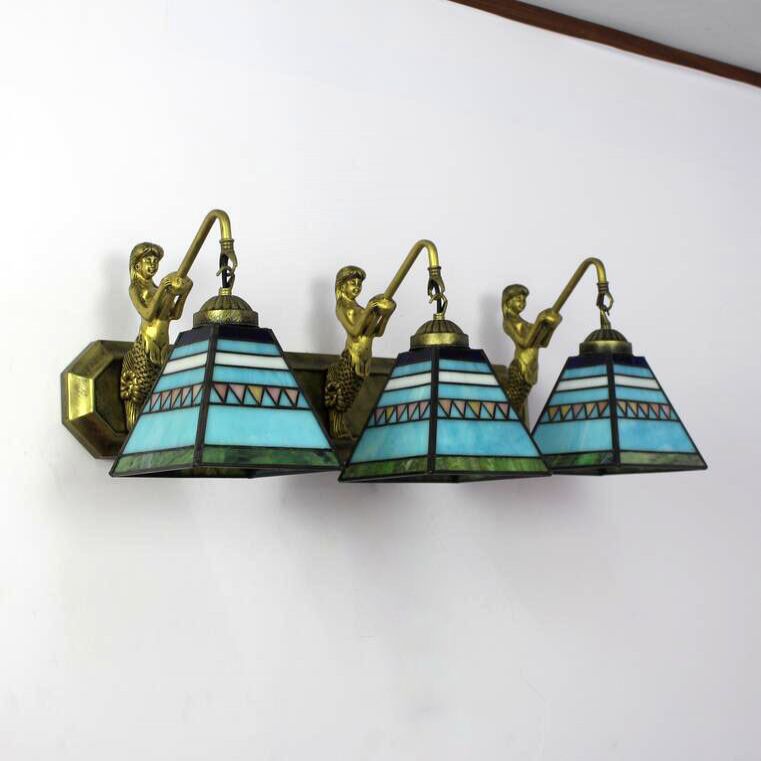 Retro Tiffany Style Armed Vanity Wall Lights Glass Vanity Lamp