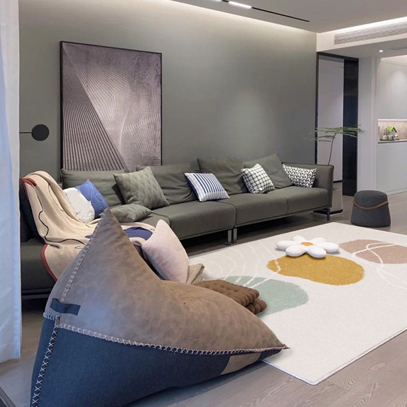 Modern Colorblock Rug Morandi Color Area Rug Polyester Easy Care Carpet for Living Room