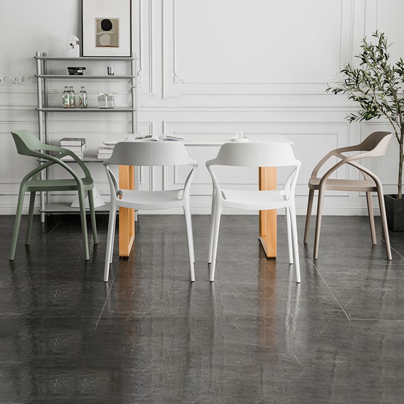 Contemporary Style Plastic Dining Chairs Dining Open Back Arm Side Chair for Kitchen