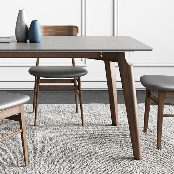 Contemporary Gray Sintered Stone Dining Table Rectangle Shape Standard Dining Table for Kitchen