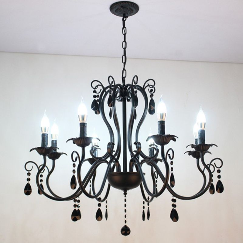 Metal Candle Pendant Lighting European Multi Lights Hanging Lamp