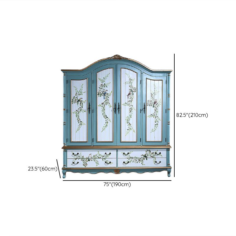 Coastal Wardrobe with Hinged Doors Matte Finish Wood Cabinet for Home