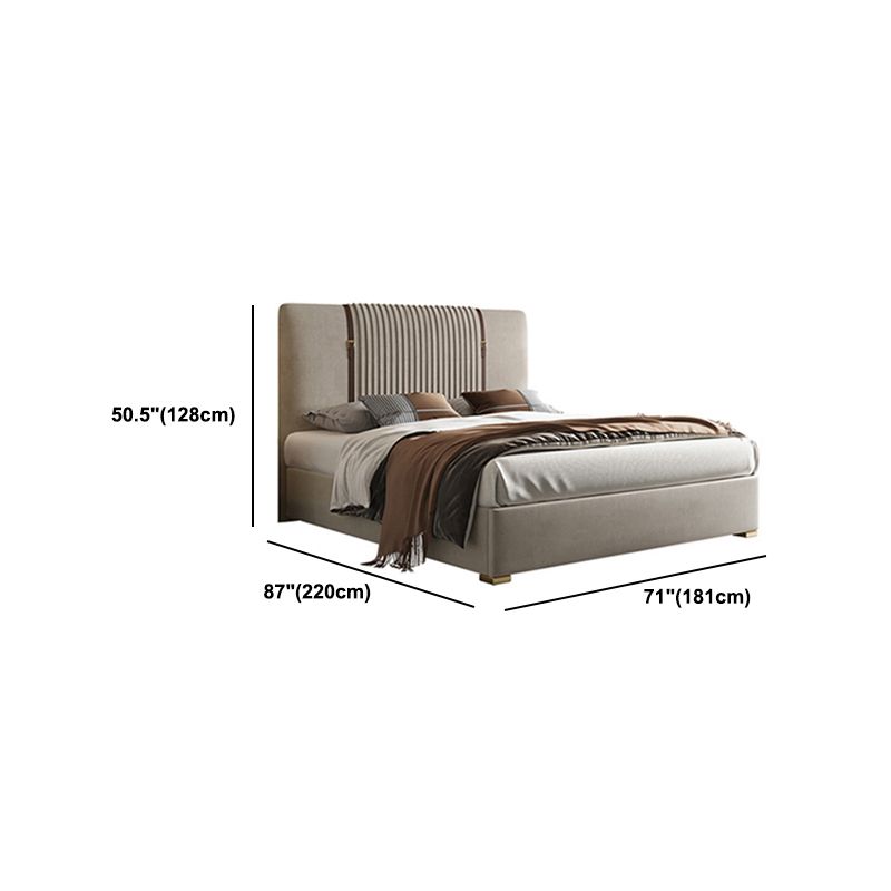 Glam Solid Color with Headboard Rectangular Panel Standard Bed