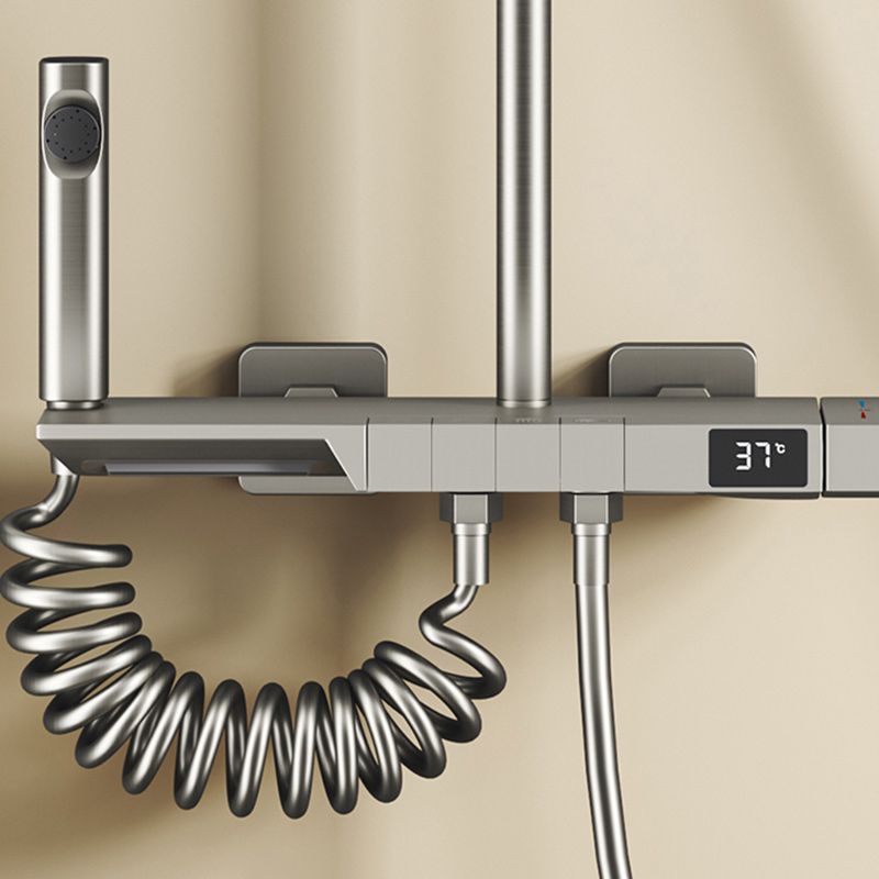 Modern Shower System with Dual Shower Head in Black/White/Gray