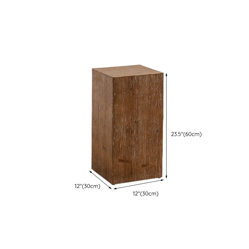 Rustic Square Wooden End Table Natural Drum Sofa Side Accent Table