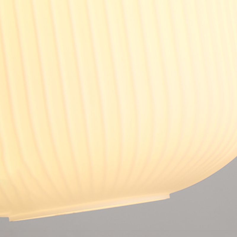 White Wooden Pendant Light in Modern Concise Style Glass Drum Hanging Light for Dining Room