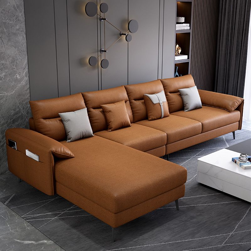 Contemporary Sectional with 4 Pillows Back and Storage Pillow Top Arm